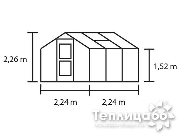 Теплица Juliana Compact Aluminium, ширина 2,24 метра